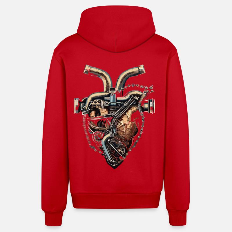 Cœur de mécanicien - Veste à capuche bio décontractée fabriquée en UE - rouge