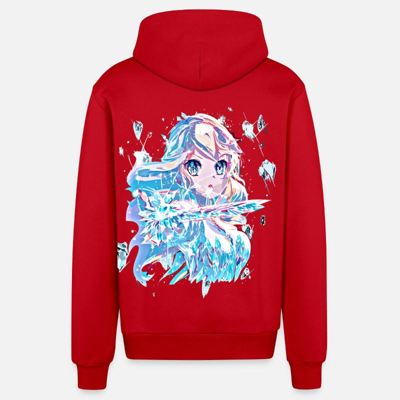 Princesse des glaces - Veste à capuche bio décontractée fabriquée en UE - rouge