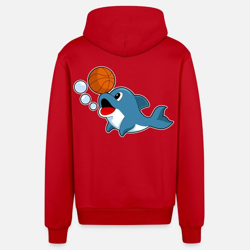 Dolphin Basketteur Basketteur - Veste à capuche bio décontractée fabriquée en UE - rouge
