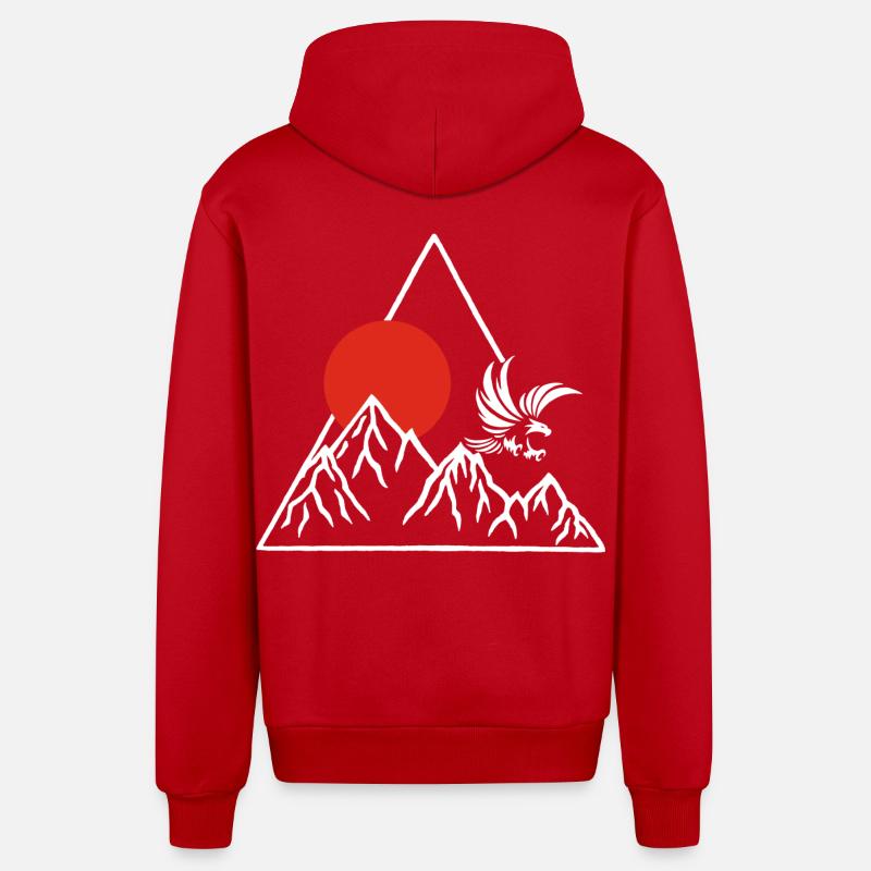 Le toit du monde (blanc) - Veste à capuche bio décontractée fabriquée en UE - rouge