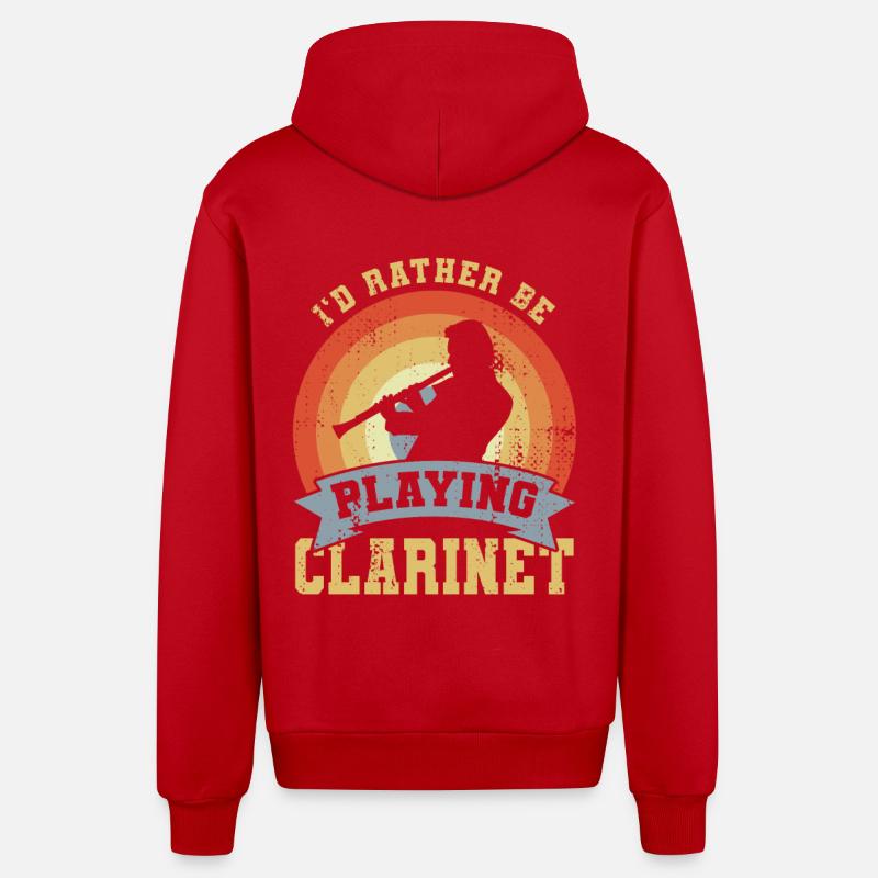 Je préfère jouer de la clarinette - Veste à capuche bio décontractée fabriquée en UE - rouge