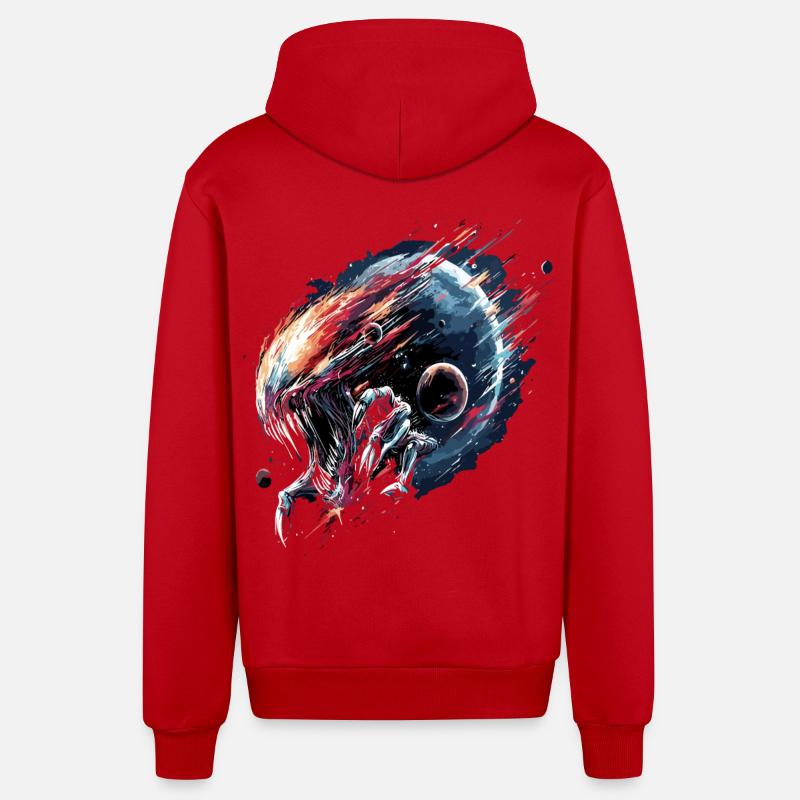 Alien Creature Planète Science-fiction - Veste à capuche bio décontractée fabriquée en UE - rouge