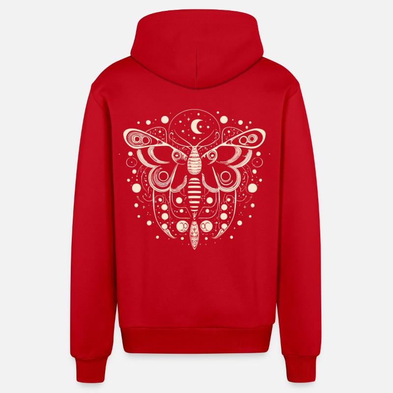 Celestial Moth - Organic Relaxed Kapuzenjacke Made in EU - Rot
