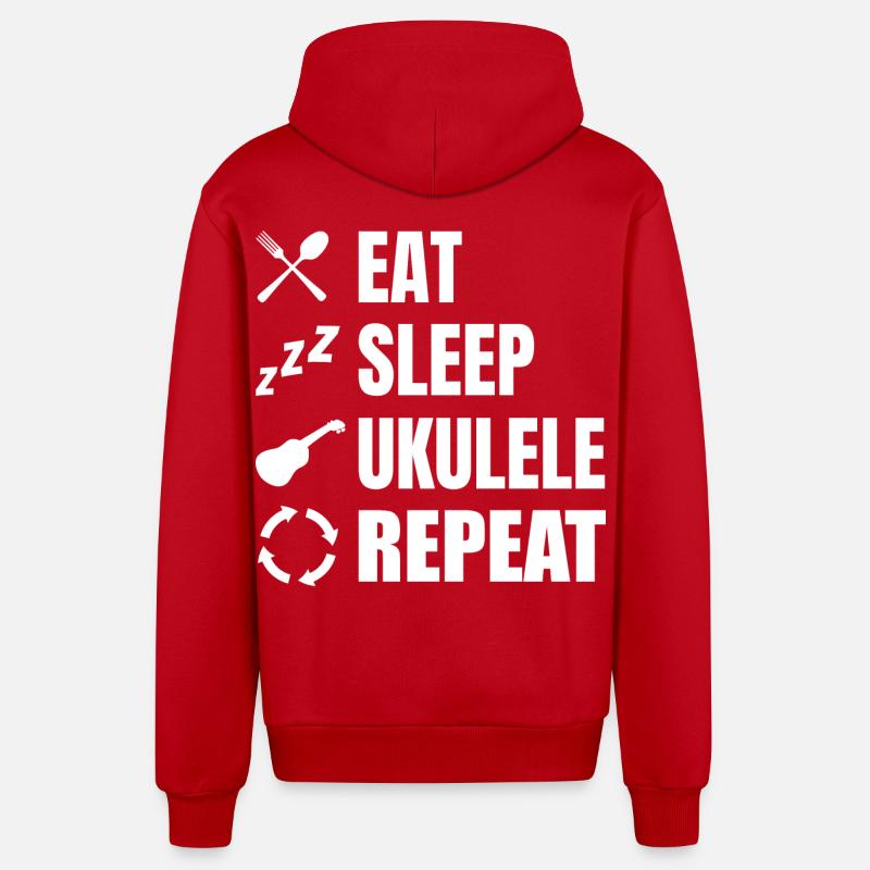 Eat Sleep Ukulélé Repeat - Veste à capuche bio décontractée fabriquée en UE - rouge