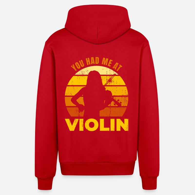 Tu m’as eu au violon - Veste à capuche bio décontractée fabriquée en UE - rouge