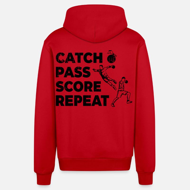 Attraper, passer, marquer, répéter - Veste à capuche bio décontractée fabriquée en UE - rouge