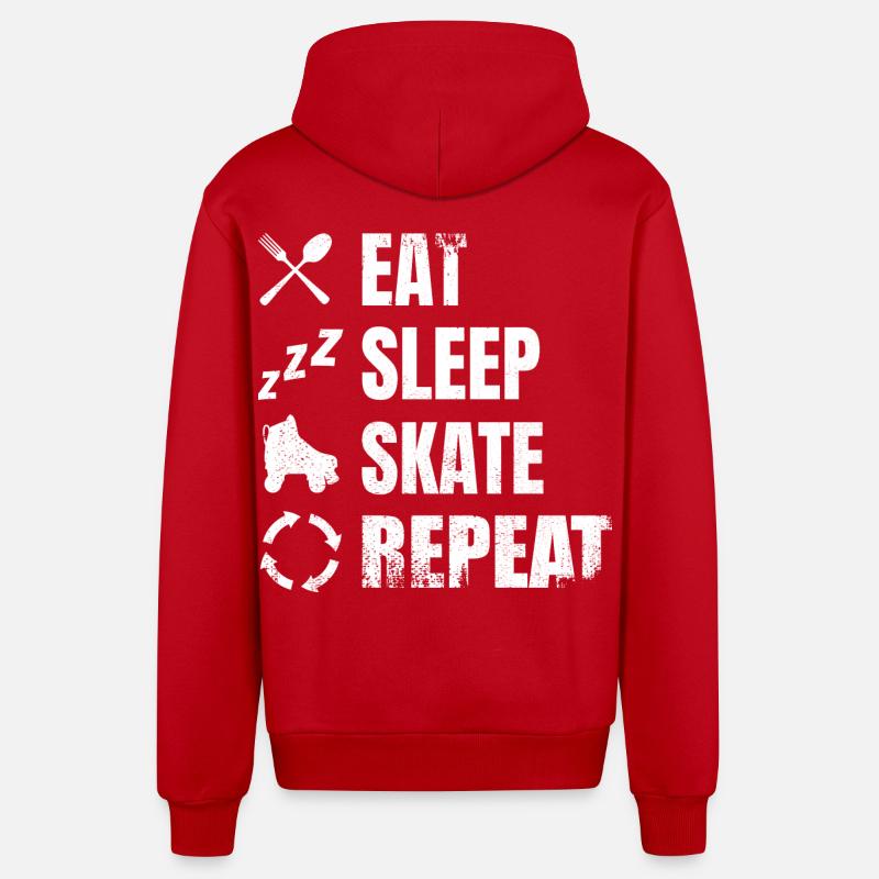 Essen Schlafen Roller Skating - Organic Relaxed Kapuzenjacke Made in EU - Rot