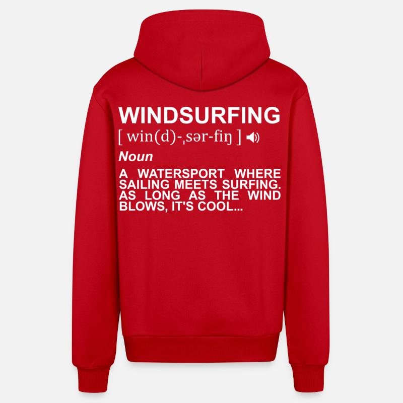 Définition de la planche à voile - Veste à capuche bio décontractée fabriquée en UE - rouge
