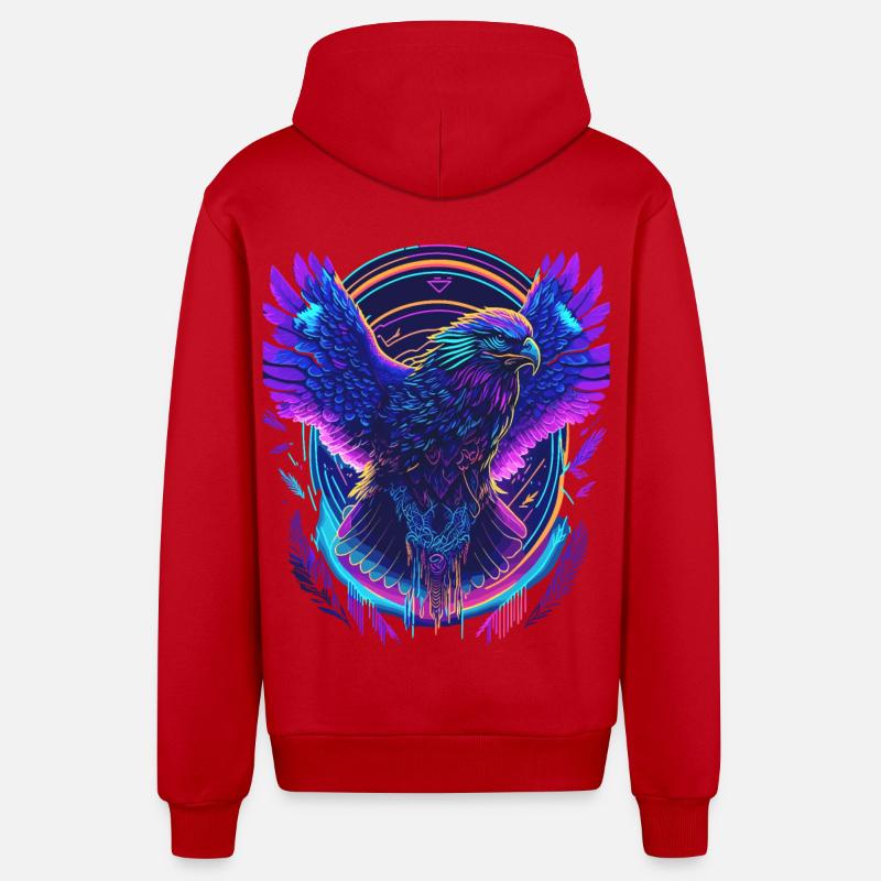 Aigle volant Synthwave - Veste à capuche bio décontractée fabriquée en UE - rouge
