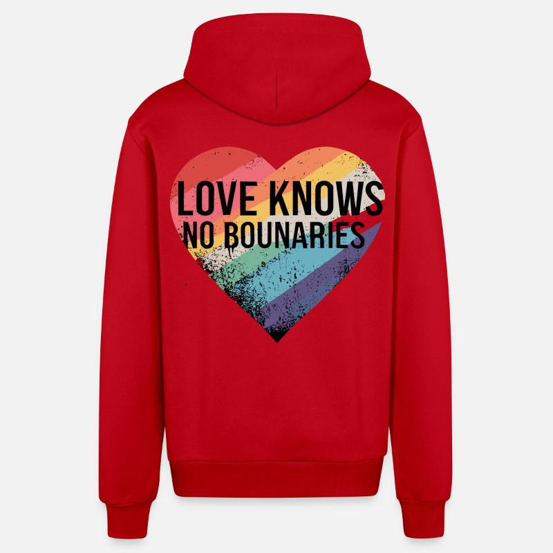 L’amour ne connaît pas de frontières - Veste à capuche bio décontractée fabriquée en UE - rouge