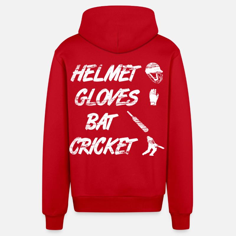 Gants de casque Bat Cricket - Veste à capuche bio décontractée fabriquée en UE - rouge