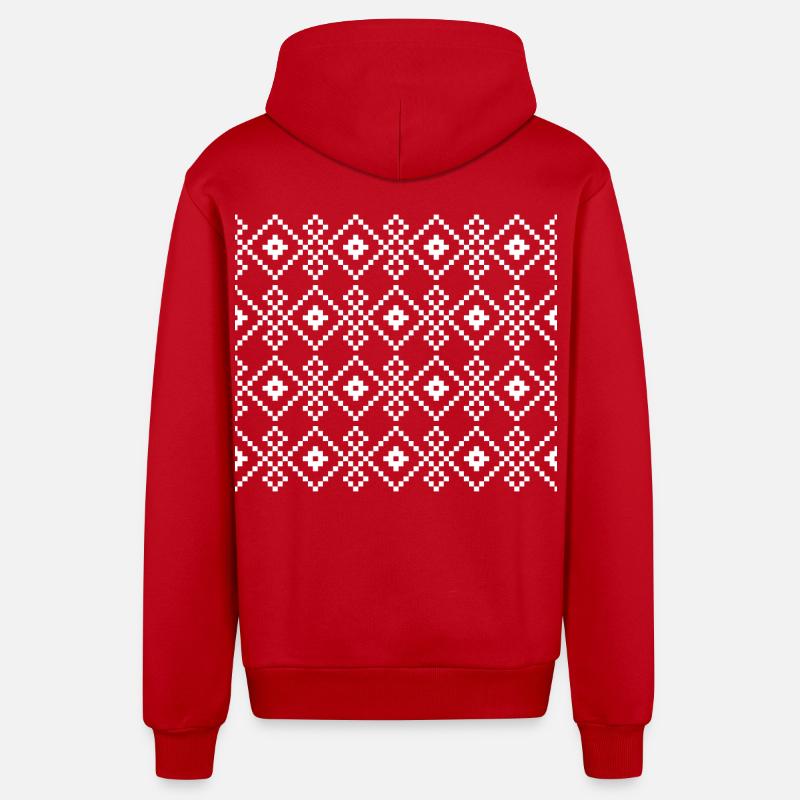 Weihnachtlicher Uni-Pullover (dunkel) - Organic Relaxed Kapuzenjacke Made in EU - Rot