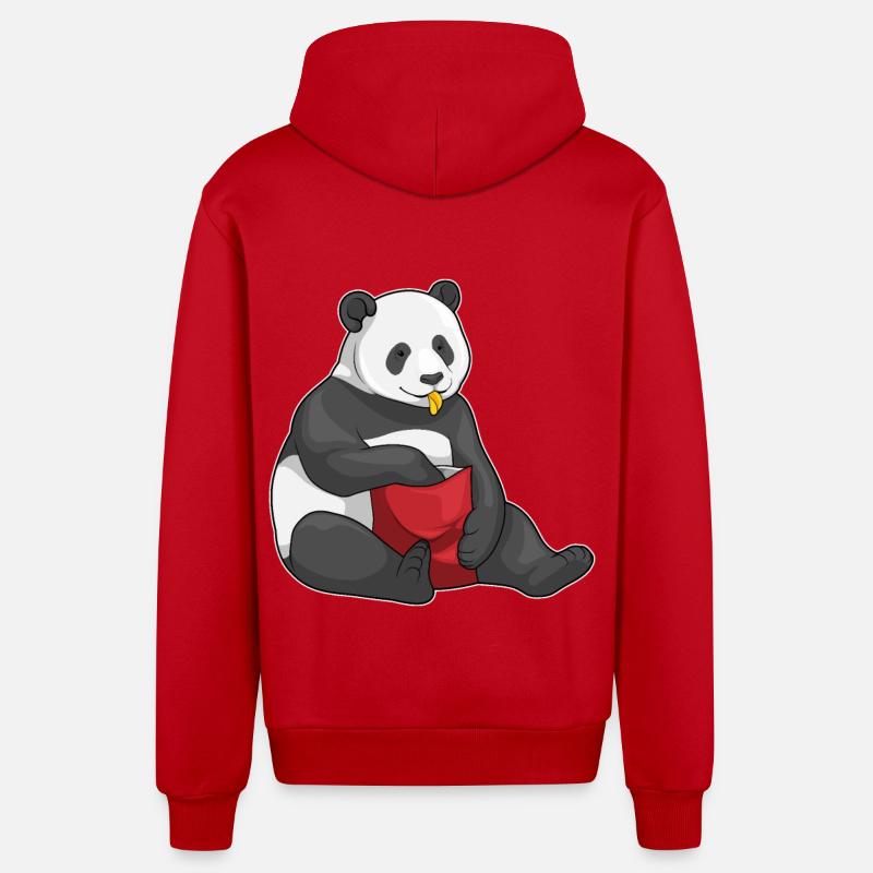 Panda Chips Sac à puces - Veste à capuche bio décontractée fabriquée en UE - rouge