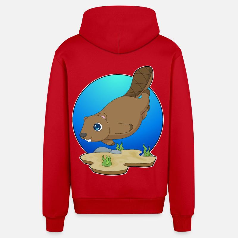 Beaver Diver Plongée - Veste à capuche bio décontractée fabriquée en UE - rouge