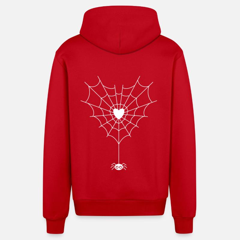 Araignée dans une toile d’araignée - Veste à capuche bio décontractée fabriquée en UE - rouge