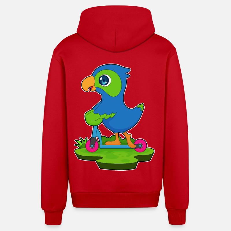 Rouleau de perroquet - Veste à capuche bio décontractée fabriquée en UE - rouge