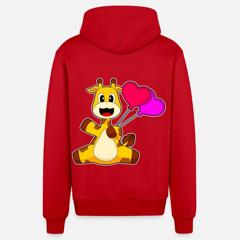Ballon coeur de girafe - Veste à capuche bio décontractée fabriquée en UE - rouge