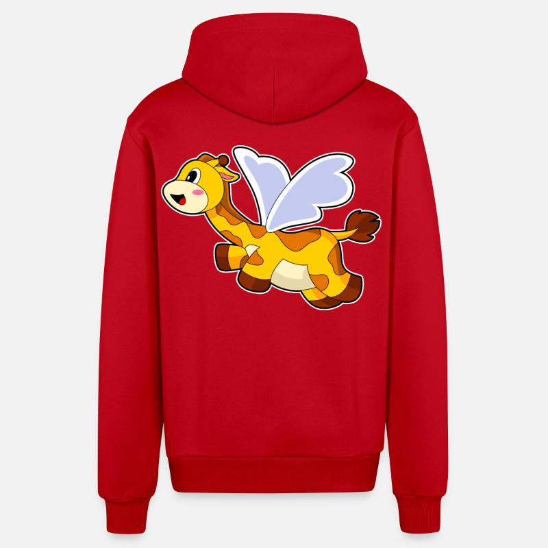 Ailes de girafe - Veste à capuche bio décontractée fabriquée en UE - rouge