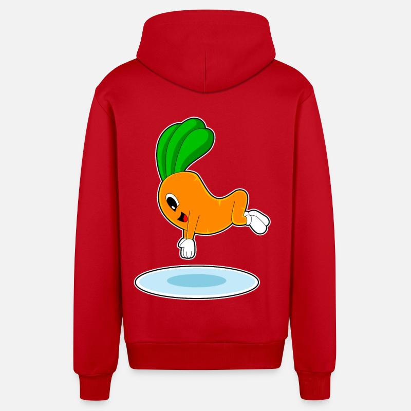 Carotte, Natation, Saut D’eau - Veste à capuche bio décontractée fabriquée en UE - rouge