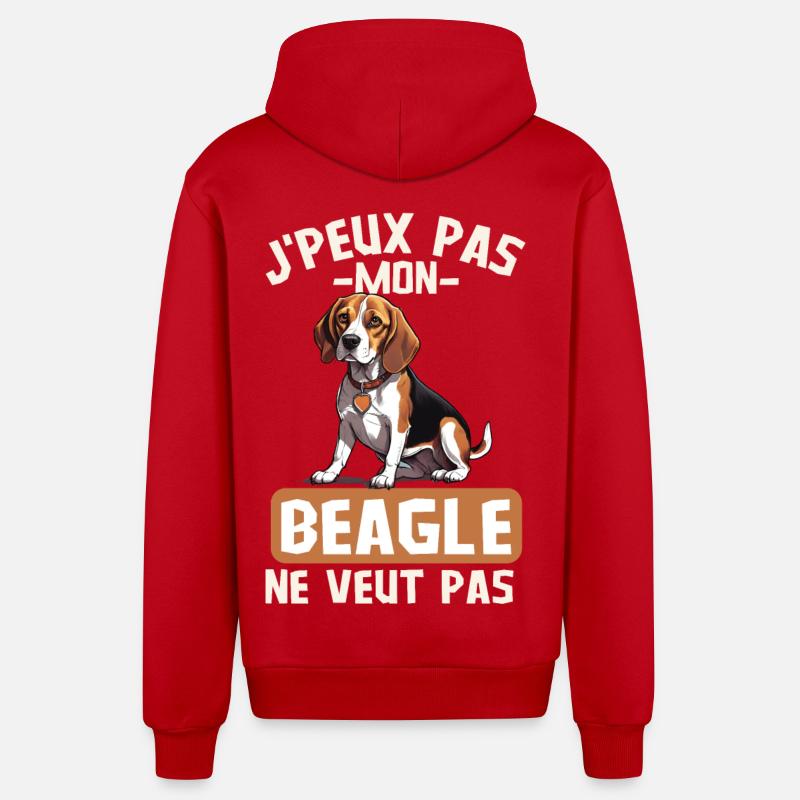 Chien de race beagle - Veste à capuche bio décontractée fabriquée en UE - rouge