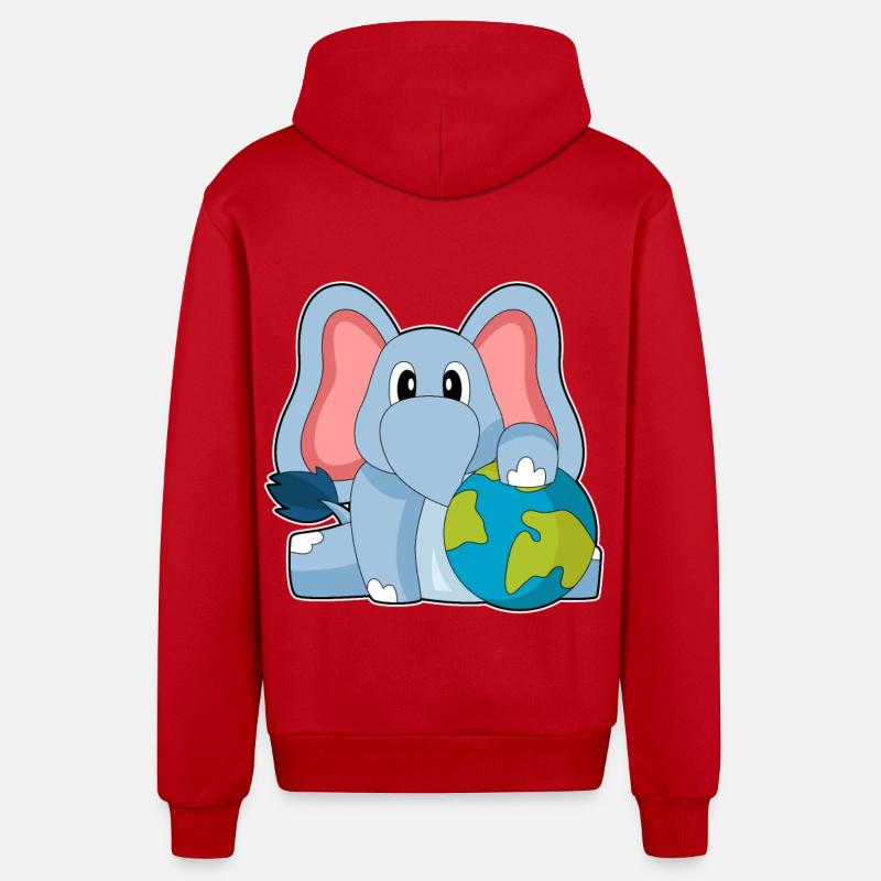 Terre d’éléphant - Veste à capuche bio décontractée fabriquée en UE - rouge