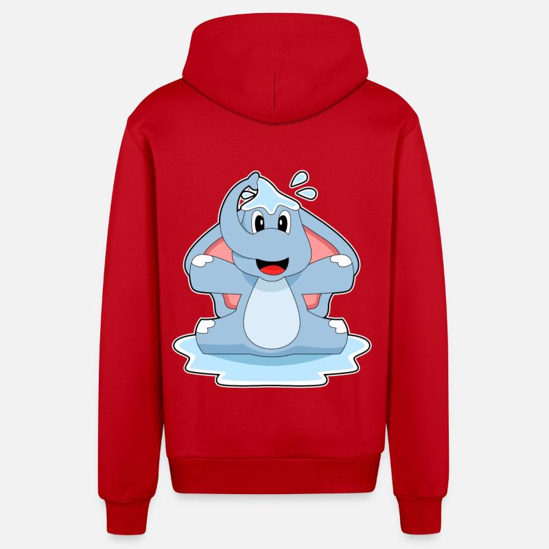 Elefant Planschen Wasser - Organic Relaxed Kapuzenjacke Made in EU - Rot