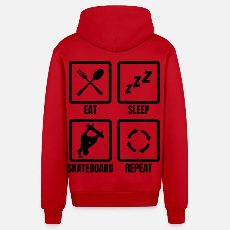 Routine de skateboard - Veste à capuche bio décontractée fabriquée en UE - rouge