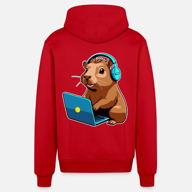 Capybara Programmierer Coder Computer - Organic Relaxed Kapuzenjacke Made in EU - Rot