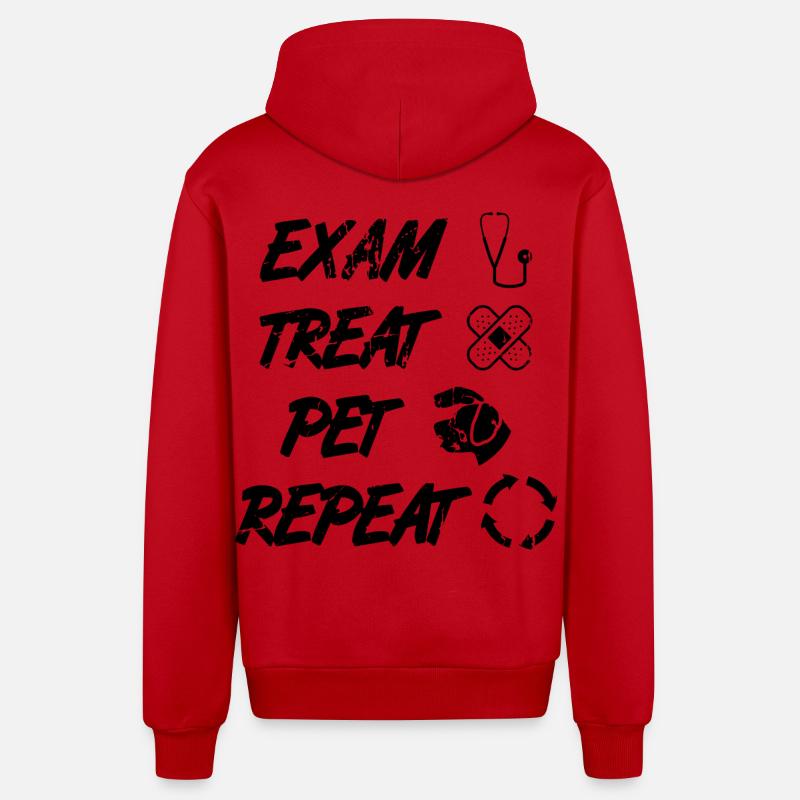 Routine vétérinaire - Veste à capuche bio décontractée fabriquée en UE - rouge