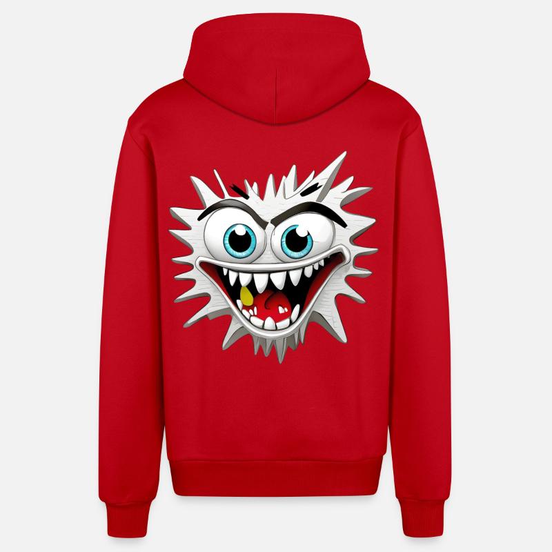 Tête de Monstre Effrayant et Délirant - Veste à capuche bio décontractée fabriquée en UE - rouge