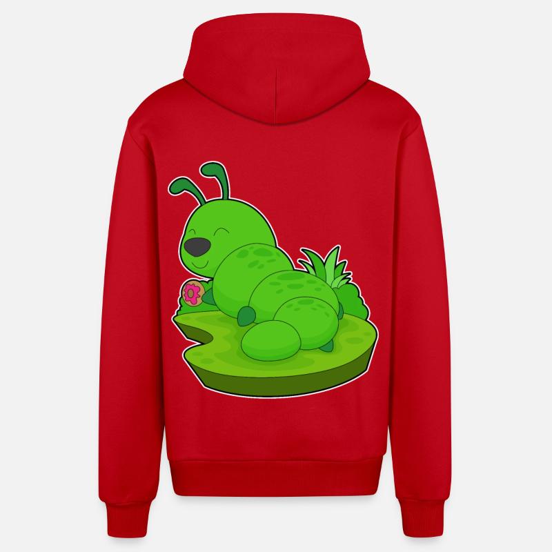 Beignet chenille - Veste à capuche bio décontractée fabriquée en UE - rouge