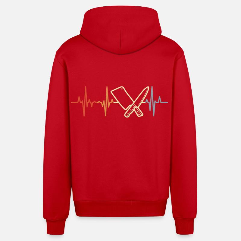 Couperet de boucher Pulse Beat - Veste à capuche bio décontractée fabriquée en UE - rouge