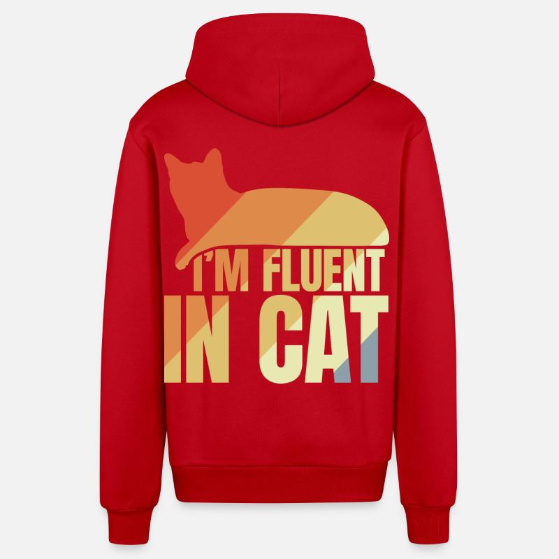 Je parle couramment le chat - Veste à capuche bio décontractée fabriquée en UE - rouge