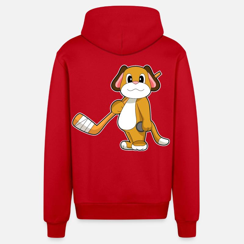 Hund Eishockey Eishockeyschläger - Organic Relaxed Kapuzenjacke Made in EU - Rot
