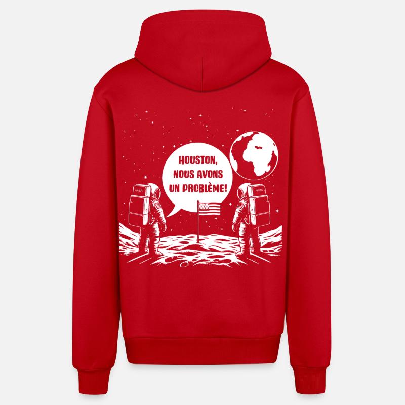 Houston, Nous avons un problème! - Veste à capuche bio décontractée fabriquée en UE - rouge