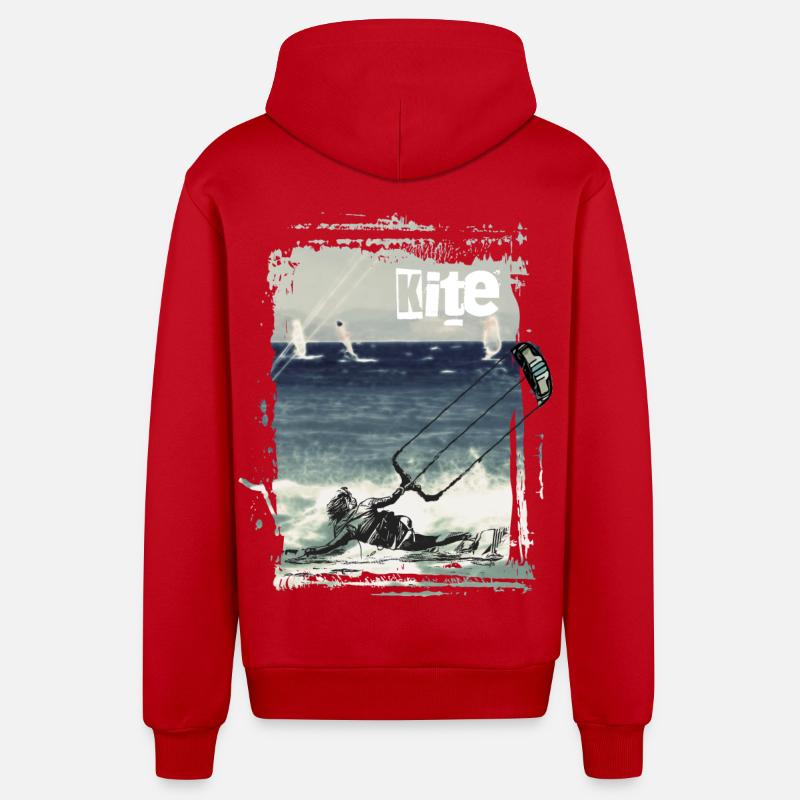 Planeur kite kite kite kit - Veste à capuche bio décontractée fabriquée en UE - rouge