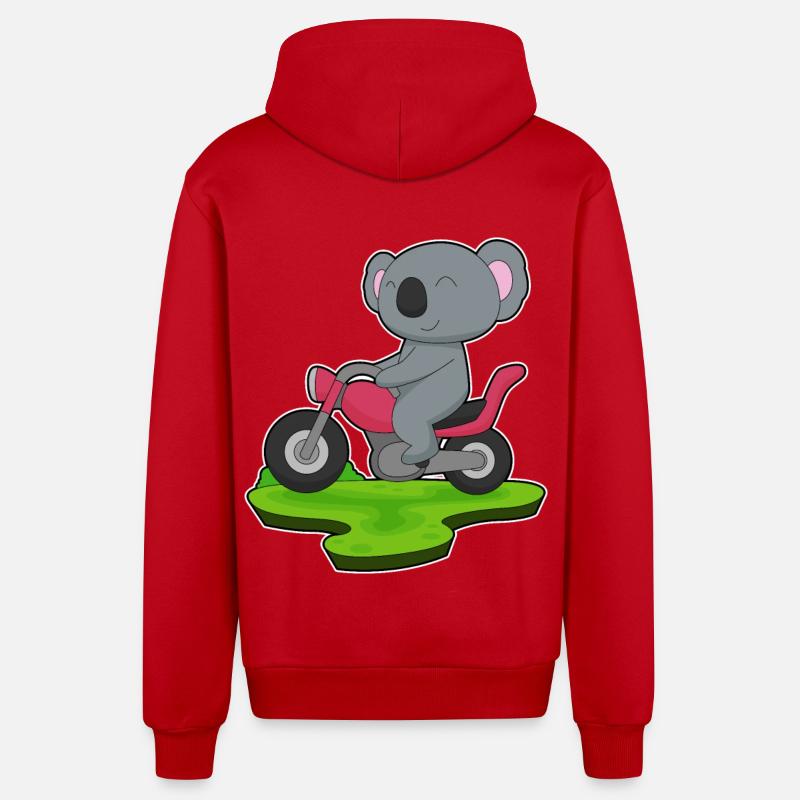 Moto Koala - Veste à capuche bio décontractée fabriquée en UE - rouge