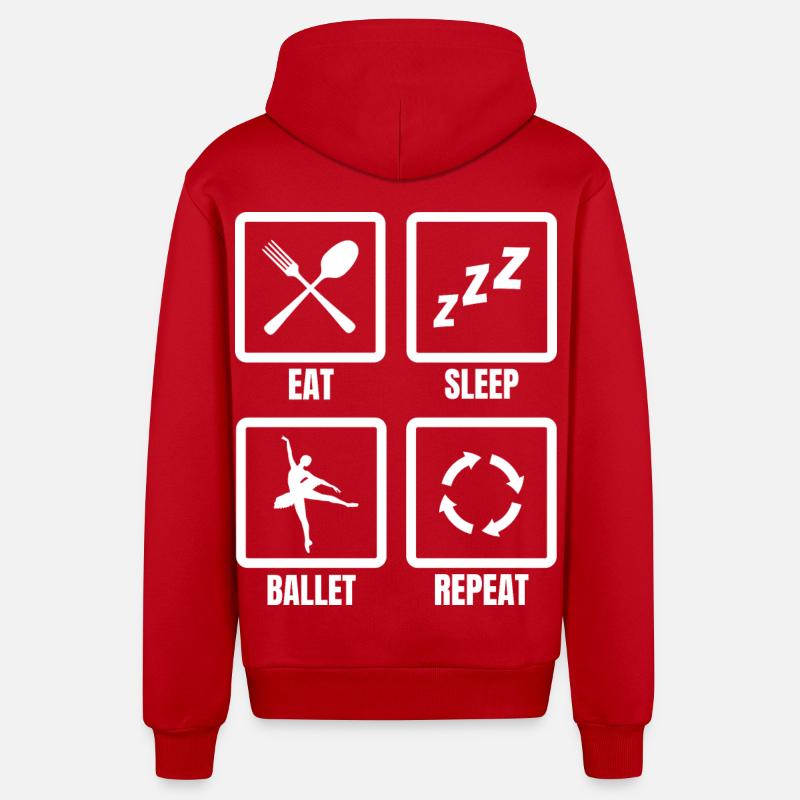 Manger Dormir Ballet Répéter - Veste à capuche bio décontractée fabriquée en UE - rouge