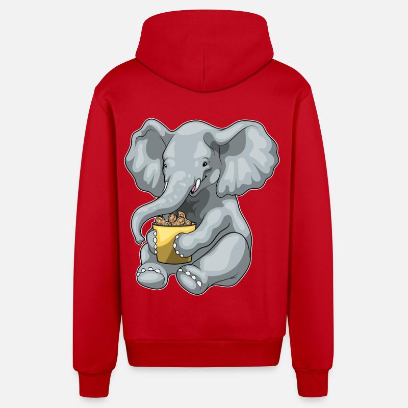 Cacahuètes éléphant - Veste à capuche bio décontractée fabriquée en UE - rouge
