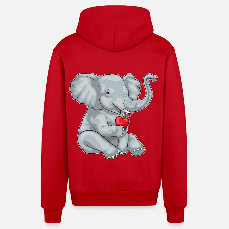 Éléphant Pomme Fruit - Veste à capuche bio décontractée fabriquée en UE - rouge