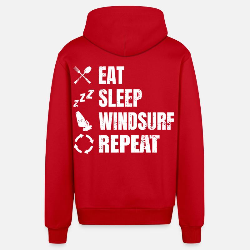 Eat Sleep Windsurf Repeat - Organic Relaxed Kapuzenjacke Made in EU - Rot