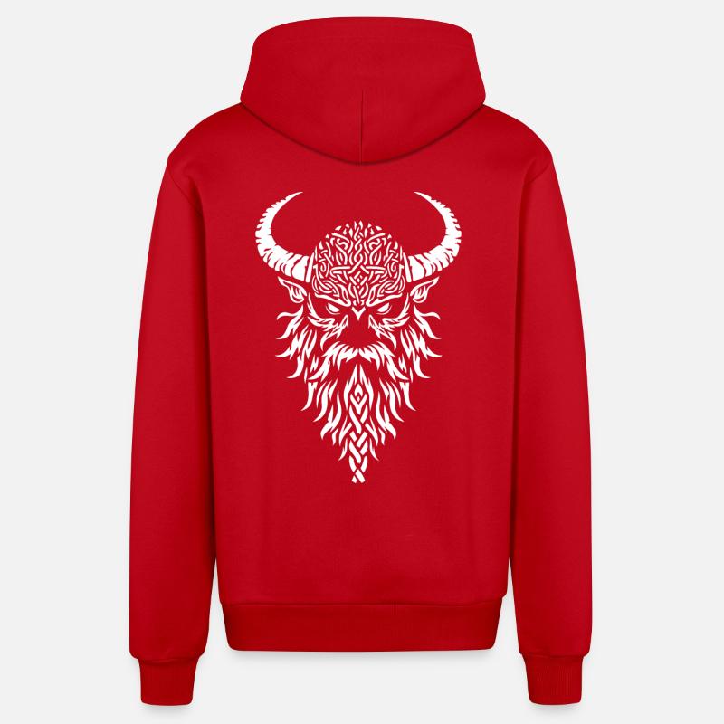 Viking warrior head - Veste à capuche bio décontractée fabriquée en UE - rouge