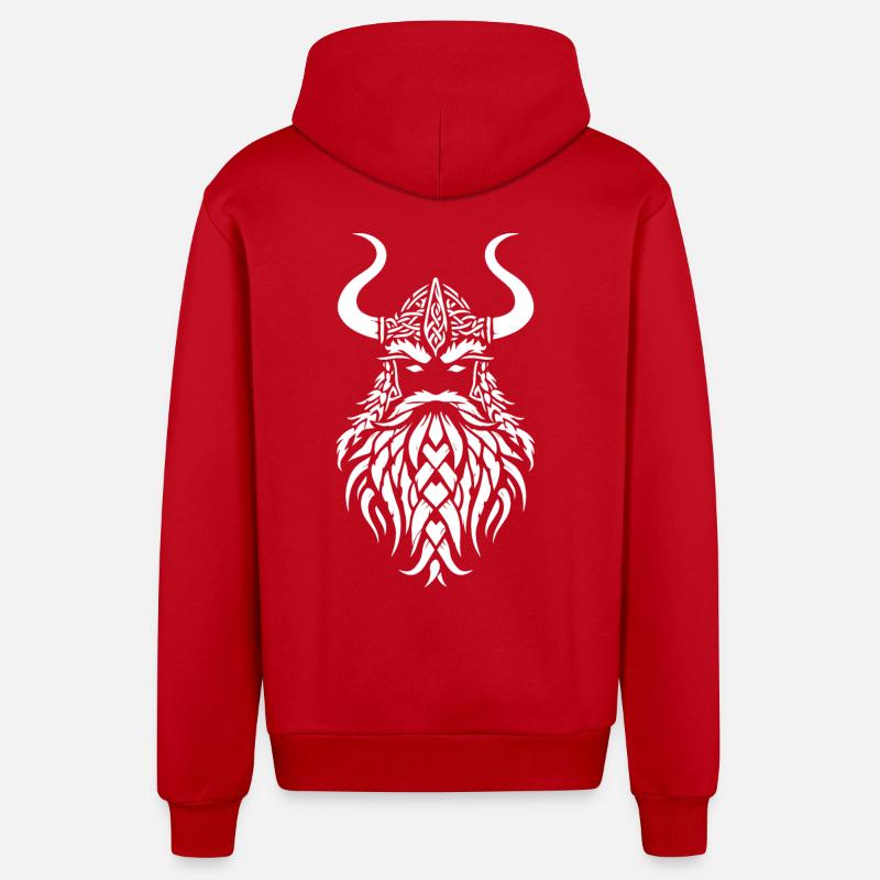 Viking warrior head - Veste à capuche bio décontractée fabriquée en UE - rouge