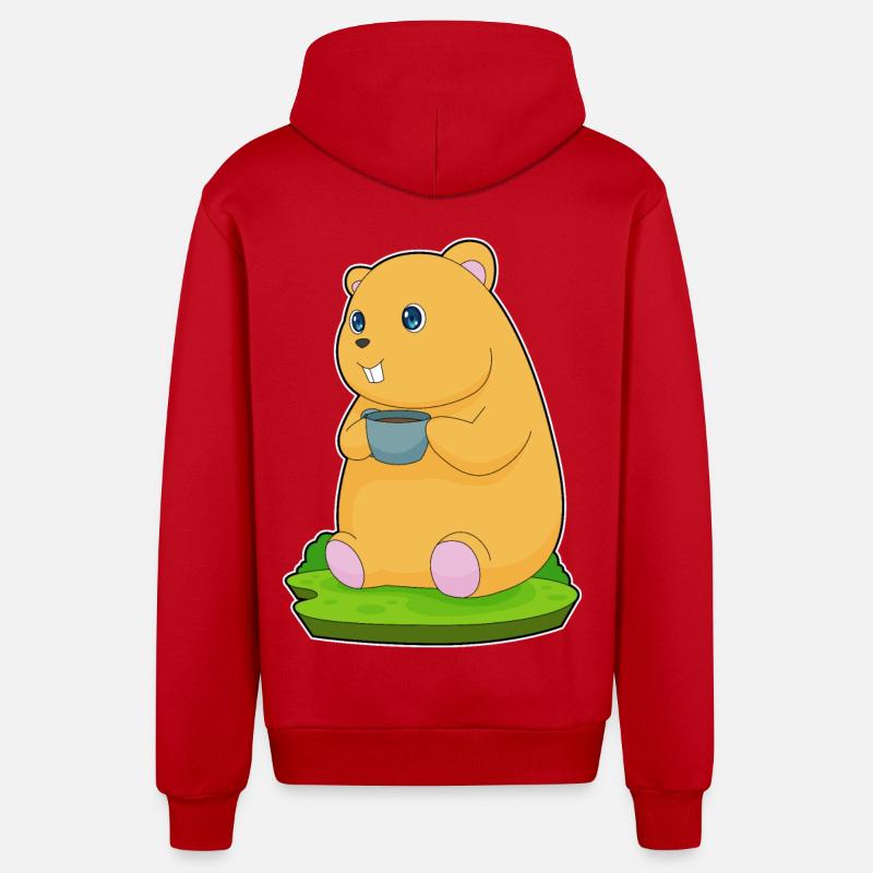 Tasse à café hamster - Veste à capuche bio décontractée fabriquée en UE - rouge