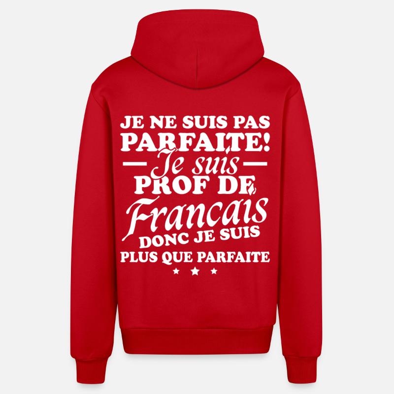 Je suis prof de français - Veste à capuche bio décontractée fabriquée en UE - rouge