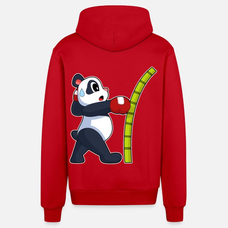 Panda Boxer Boxhandschuhe Boxen - Organic Relaxed Kapuzenjacke Made in EU - Rot