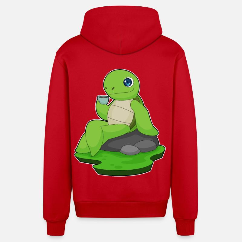 Turtle Coffee Mug - Organic Relaxed Hooded Jacket Made in EU - red