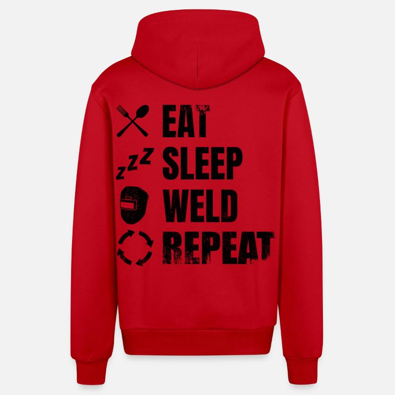 Eat Sleep Répéter la soudure - Veste à capuche bio décontractée fabriquée en UE - rouge