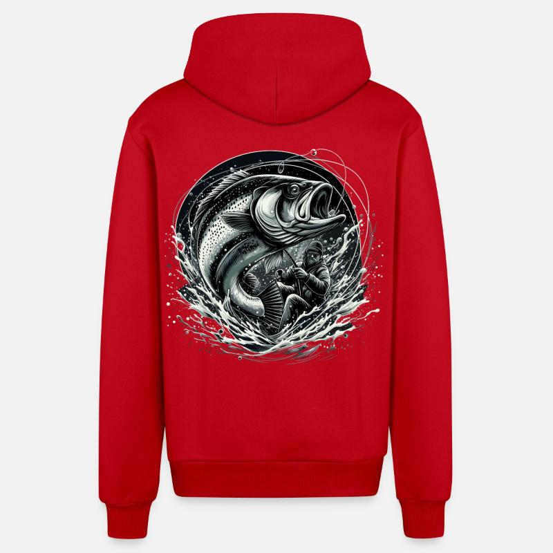 Pêcheur pêcheur dynamique cadeau - Veste à capuche bio décontractée fabriquée en UE - rouge