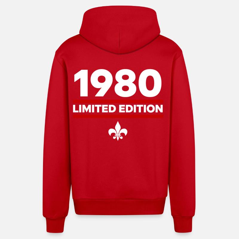 Édition limitée de 1980 - Veste à capuche bio décontractée fabriquée en UE - rouge